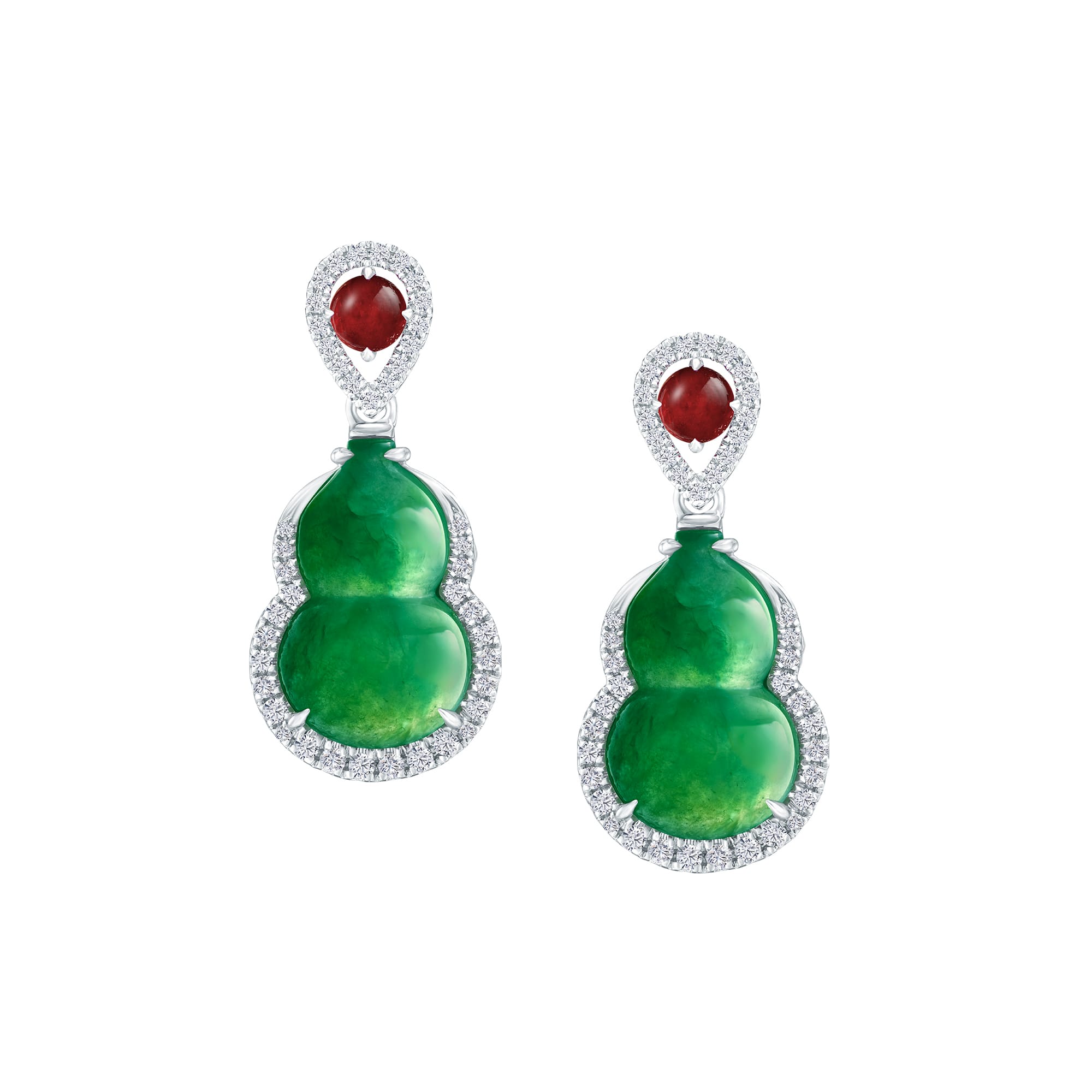 DeGem Green Hulu Jadeite Earrings