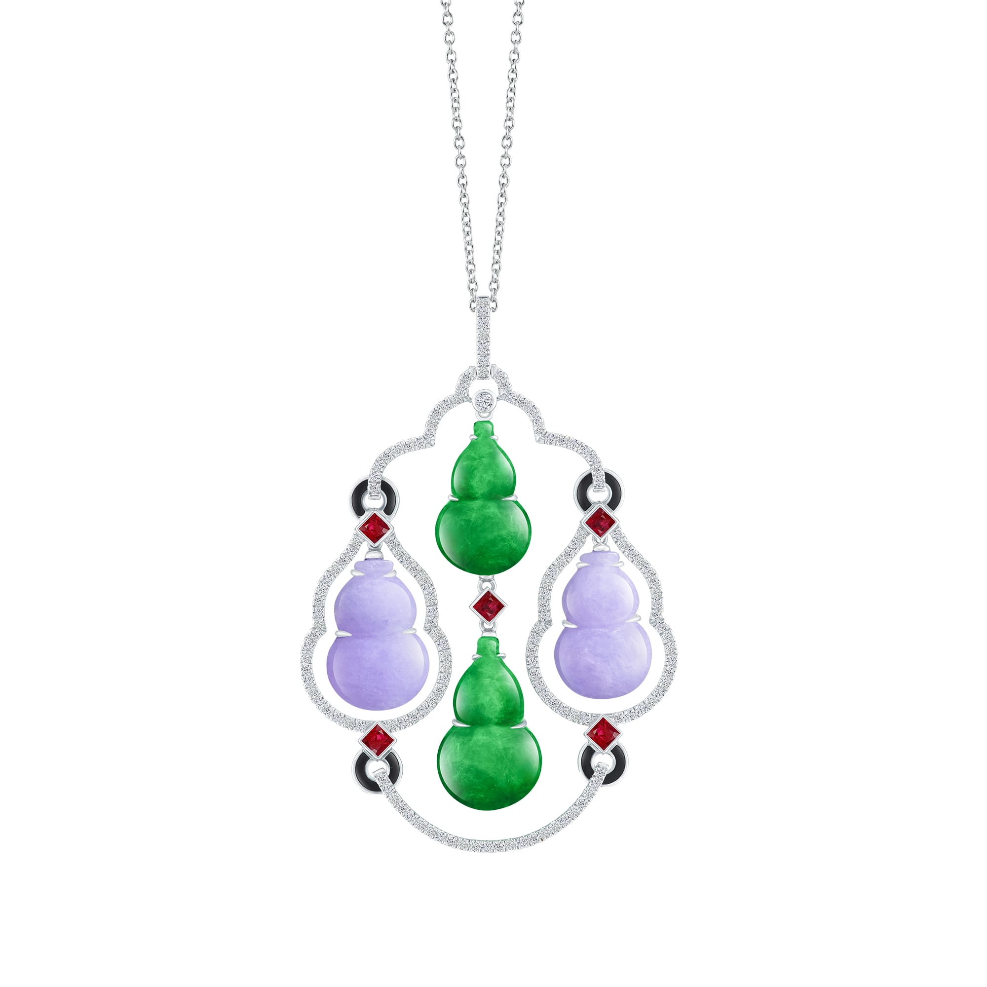 DeGem Lavender Green Hulu Jadeite Pendant