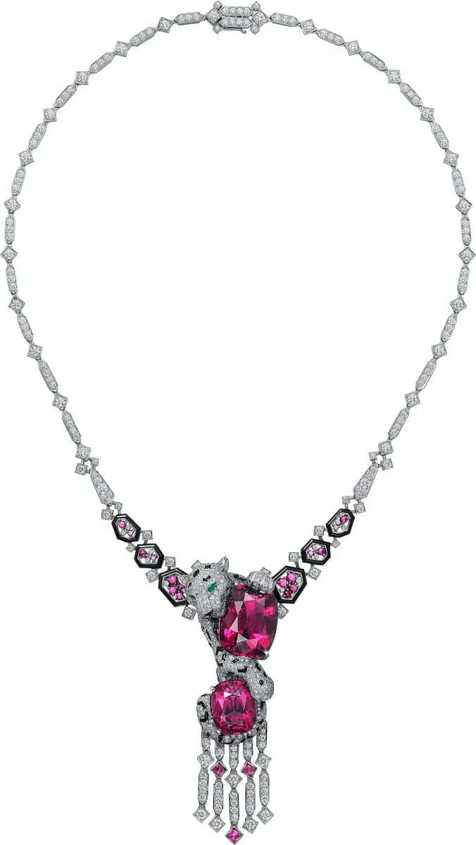 Cartier-High-Jewelry-necklace-platinum-garnets-rubellites-emeralds-onyx-diamonds