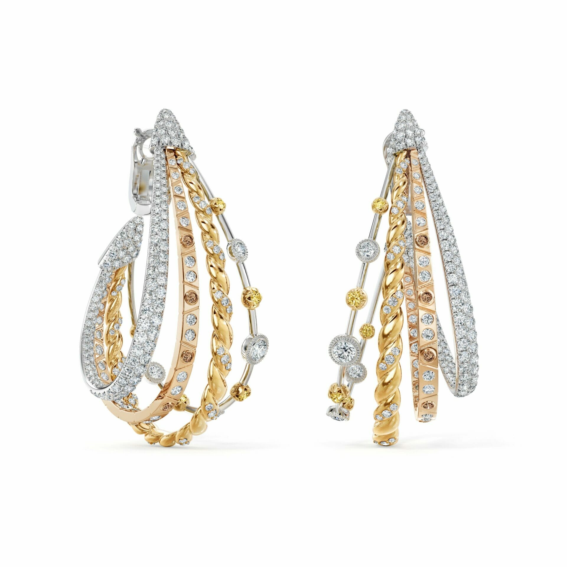Metamorphosis by De Beers collection, Prelude Long Hoop Earrings 1