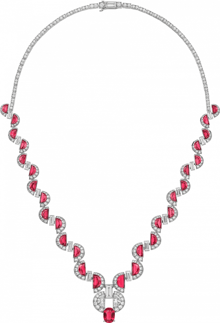 高级珠宝项链，铂金镶嵌红宝石和钻石 Cartier