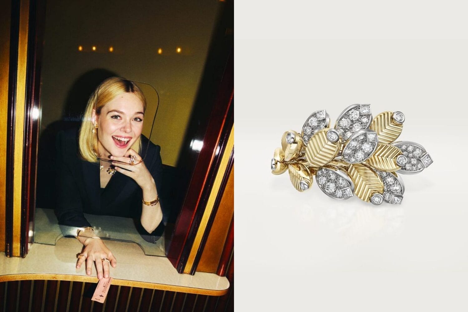 卡地亚携手全球品牌大使Elle Fanning 演绎 Grain de Cafe 系列新作