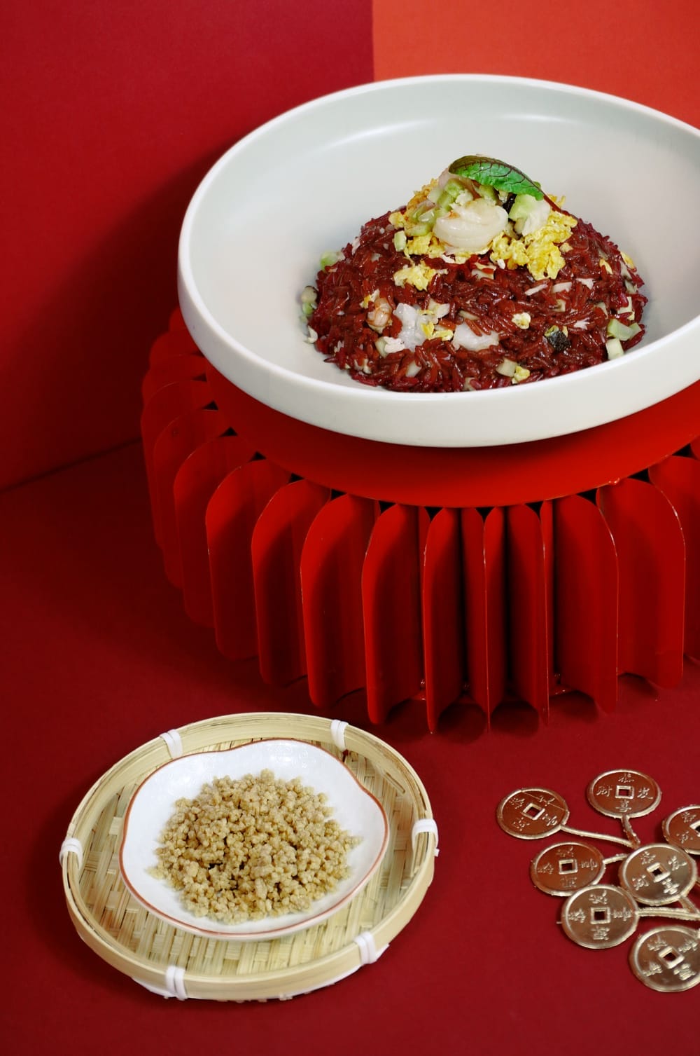 Wok Fried Beetroot Rice, Prawns & Crab Meat