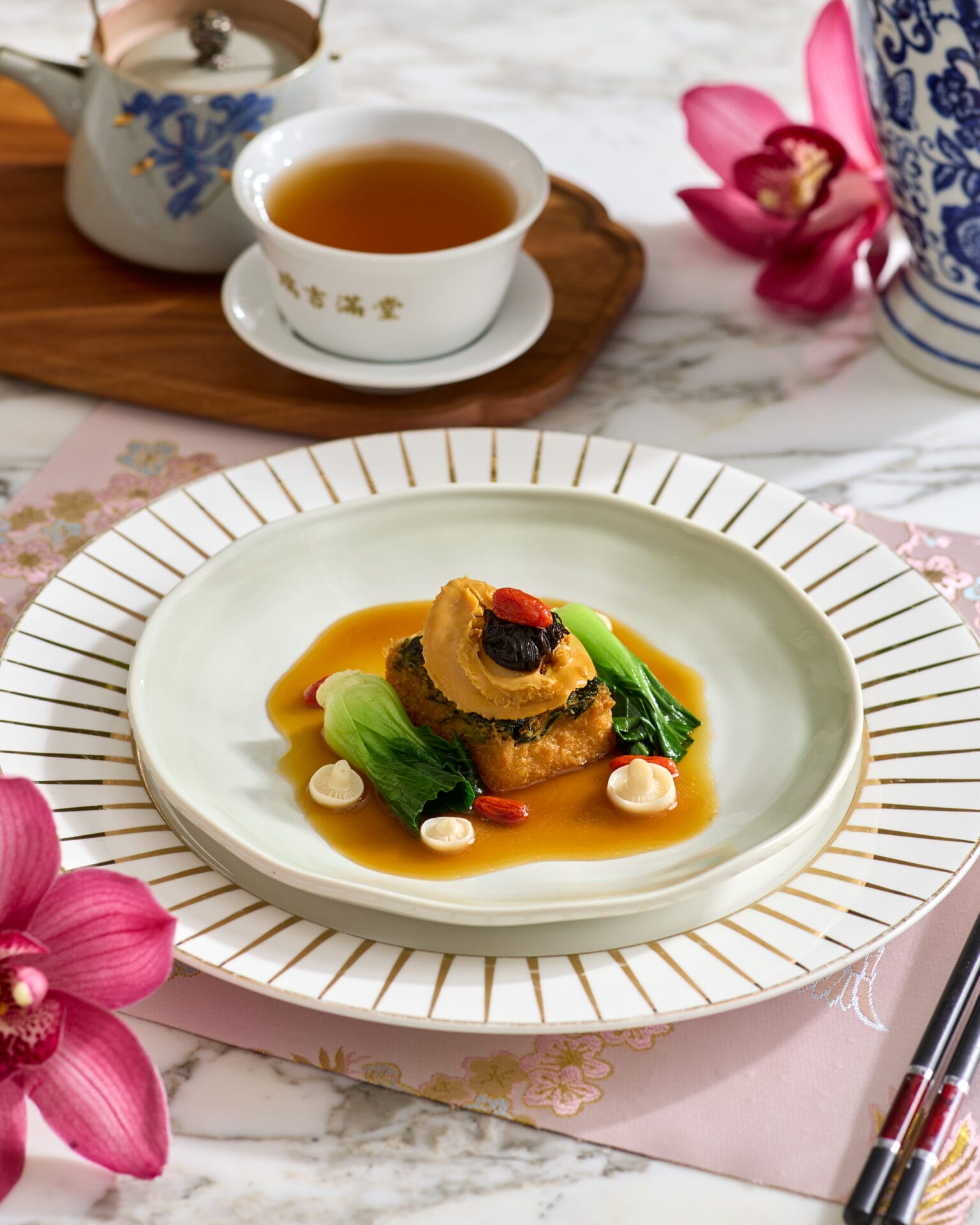 Braised Abalone, Spinach, Tofu