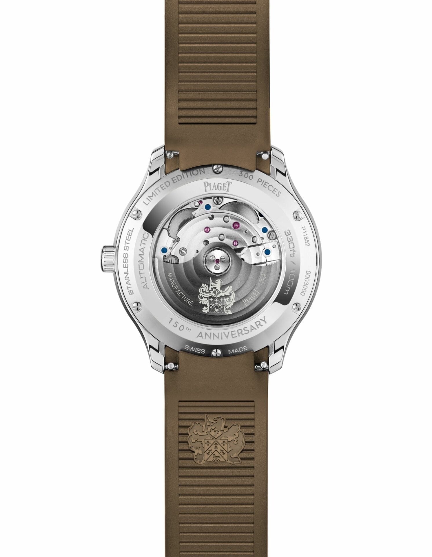 腕表备有42毫米和36毫米两种尺寸，配备橡胶表带（36毫米表款首次采用），每款限量发行300枚。 (1)