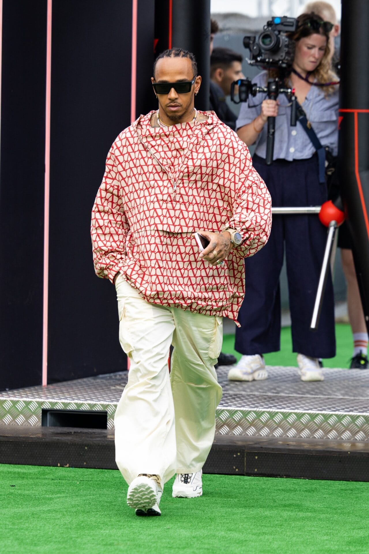 Lewis Hamilton, dressed in Valentino